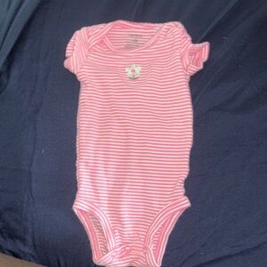 Carter's Pink and White Striped Baby Bodysuit with Flower Applique